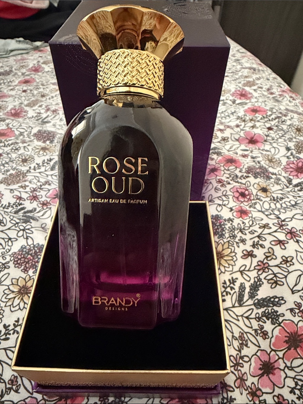 Brandy Melville Rose Oud Perfume Bottle in Purple and Gold